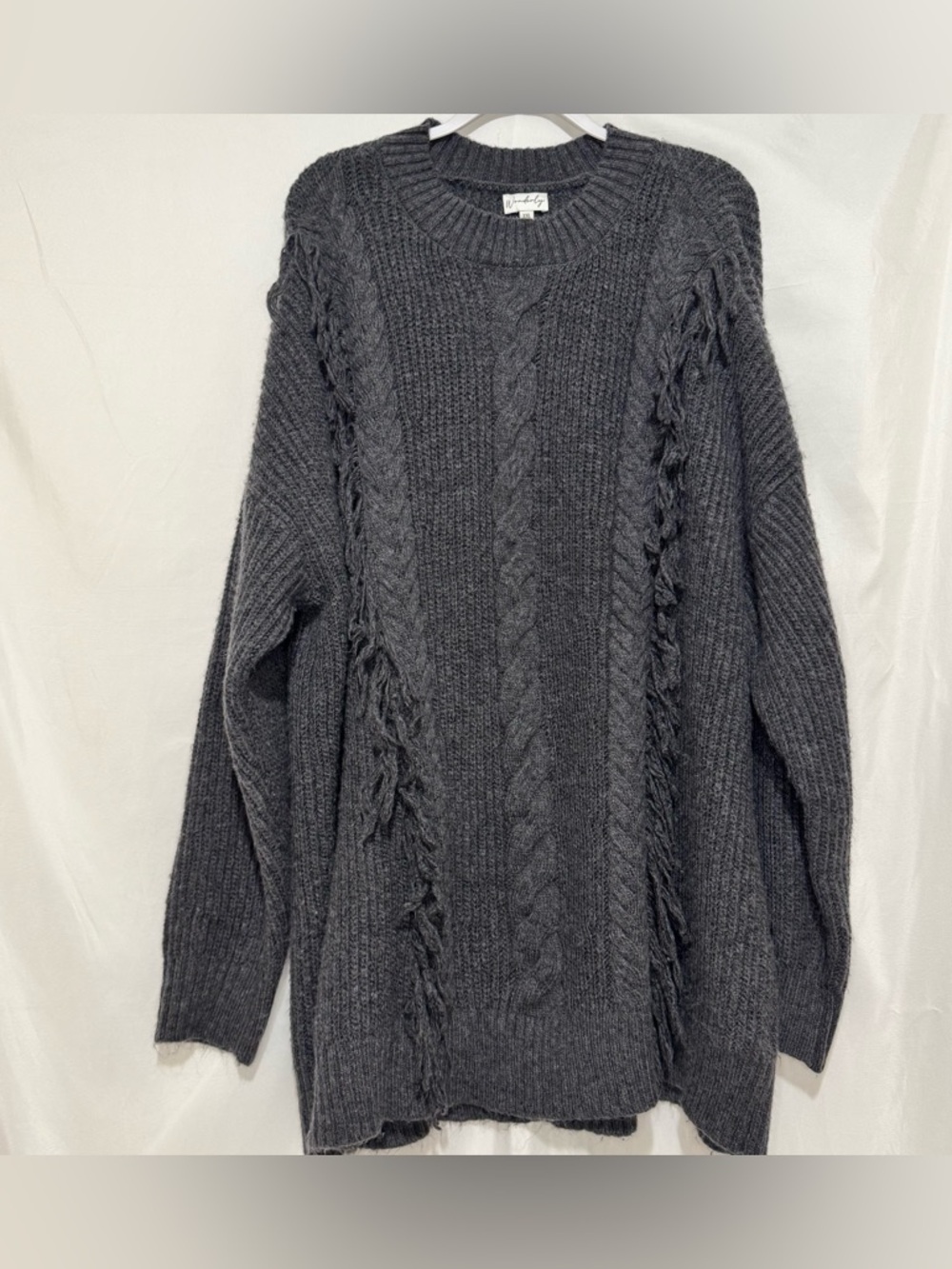 Wonderly Charcoal Cable-Knit Sweater